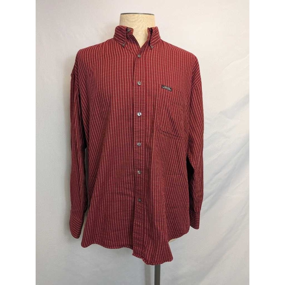 Chaps Ralph Lauren Men's Red Pinstripe‎ Button Down Shirt Size L